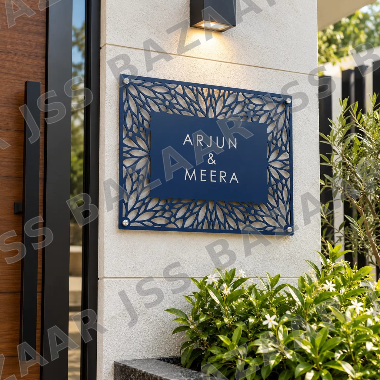 Arjun & Meera Botanical Elegance Nameplate - Image 1