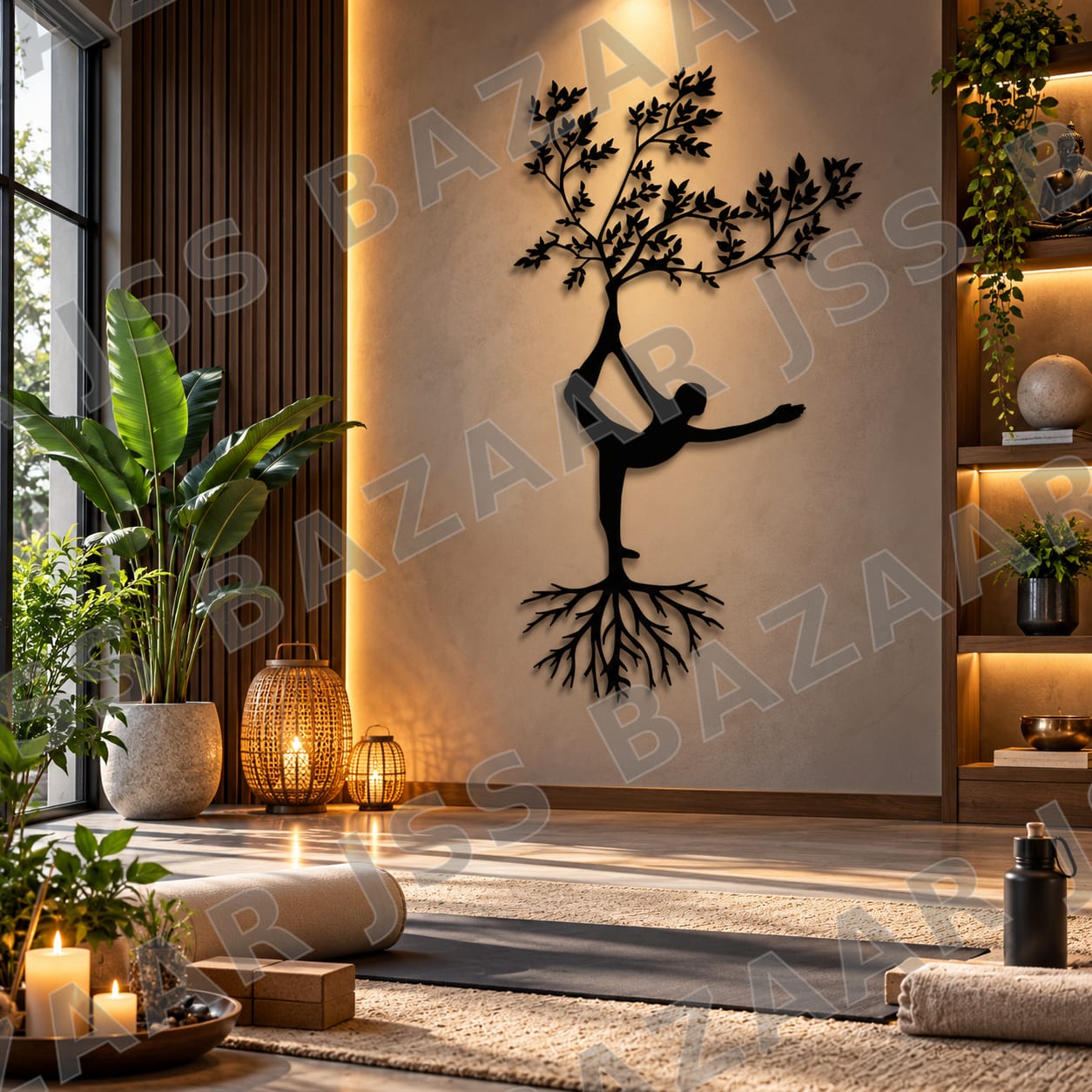 Yoga Tree Root Metal Wall Art