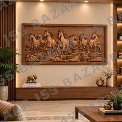 3d-seven-horses-wooden-wall-art