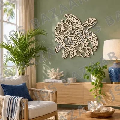 Floral Turtle Wooden Wall Art