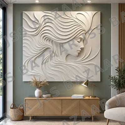 Elegant Flowing Hair 3D Wooden Wall Art