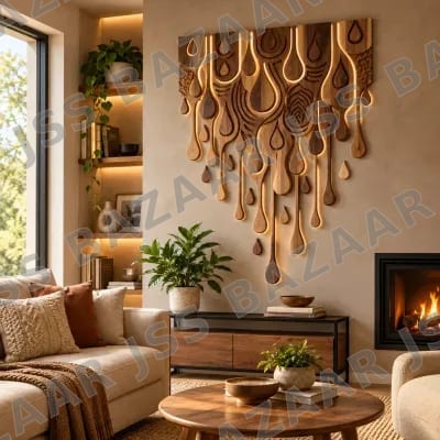 Raindrop Cascade Wooden Wall Art