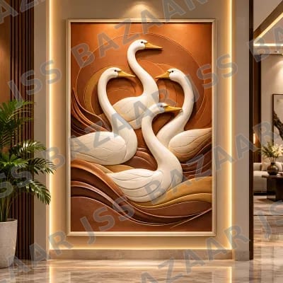 Luxury Swan Family 3D Wooden Wall Art
