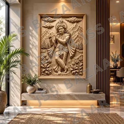 Krishna Flute 3D Wooden Wall Art