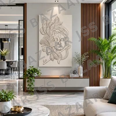 Divine Krishna Peacock 3D Wooden Wall Art