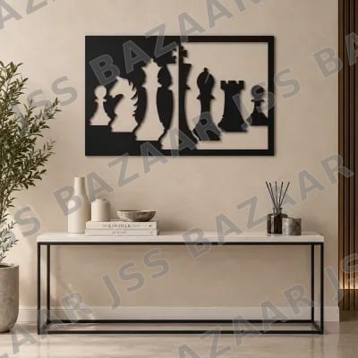 Chess Pieces Metal Wall Art