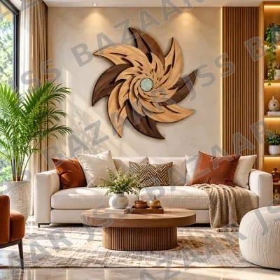 Spiral Sunburst Wooden Wall Art.