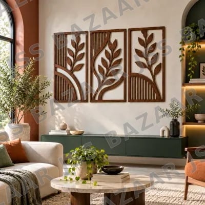 Botanical Leaf Triptych Wooden Wall Art