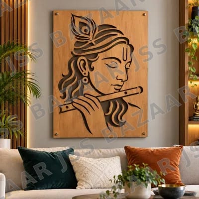 Krishna Flute Wooden Wall Art