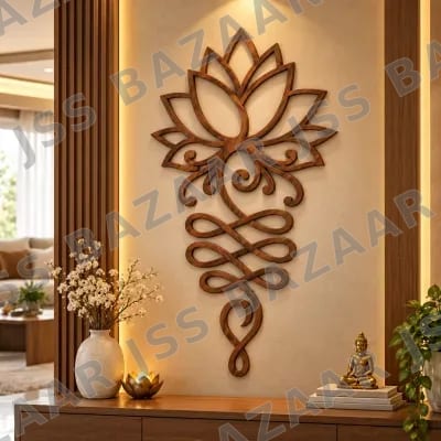 Sacred Lotus Harmony Wooden Wall Art