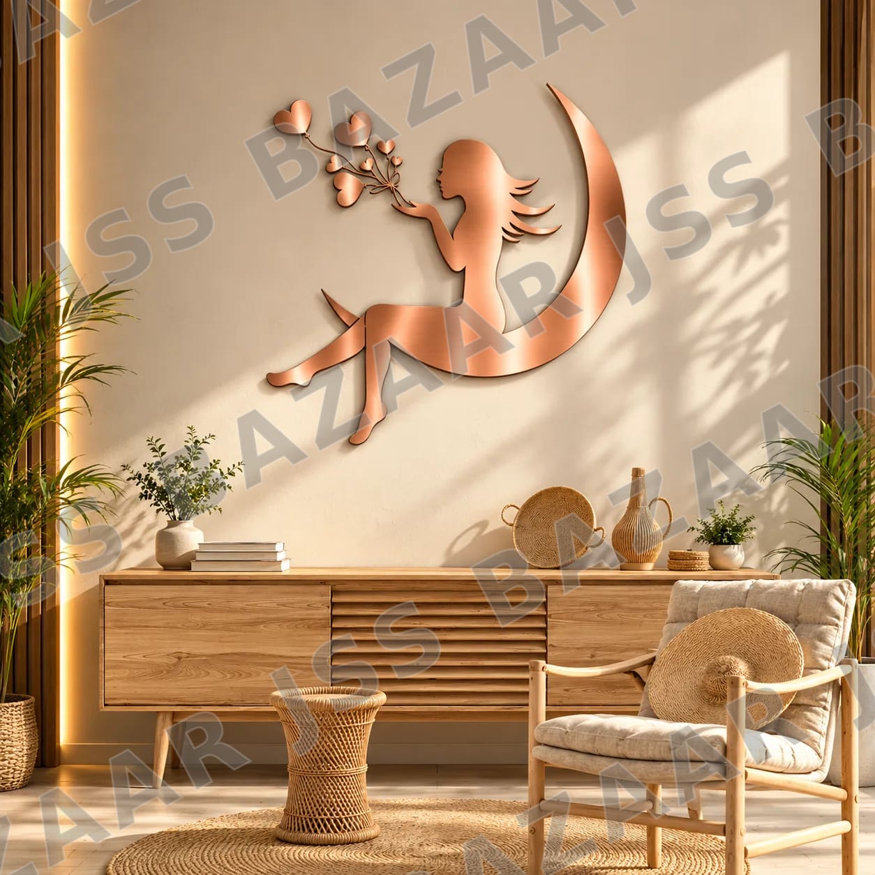 Girl on Moon Metal Wall Art - Image 3