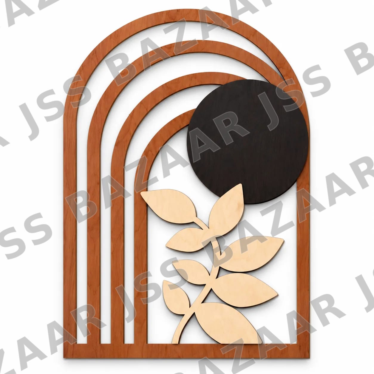 Geometric Botanical Wooden Wall Art - Image 3