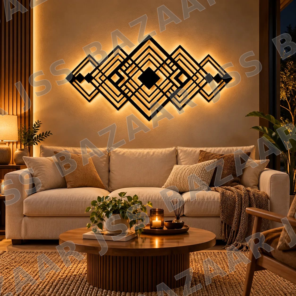 Diamond Pattern Metal Wall Art - Image 4
