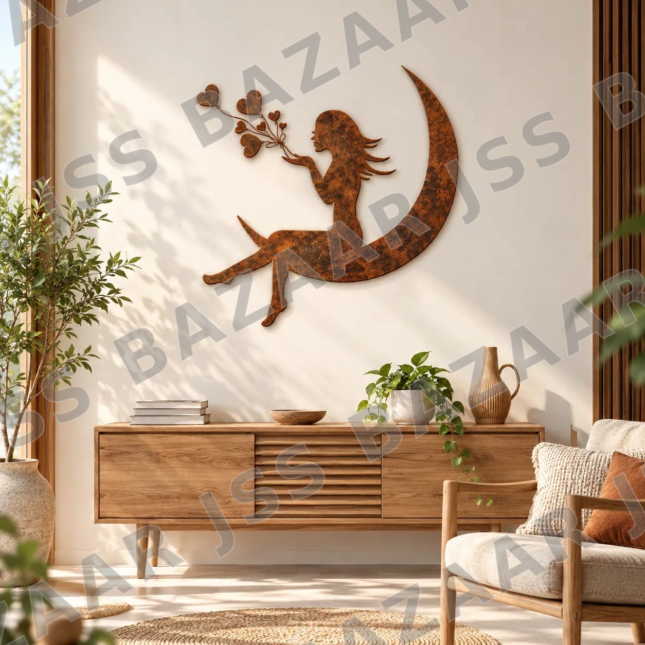Girl on Moon Metal Wall Art - Image 1