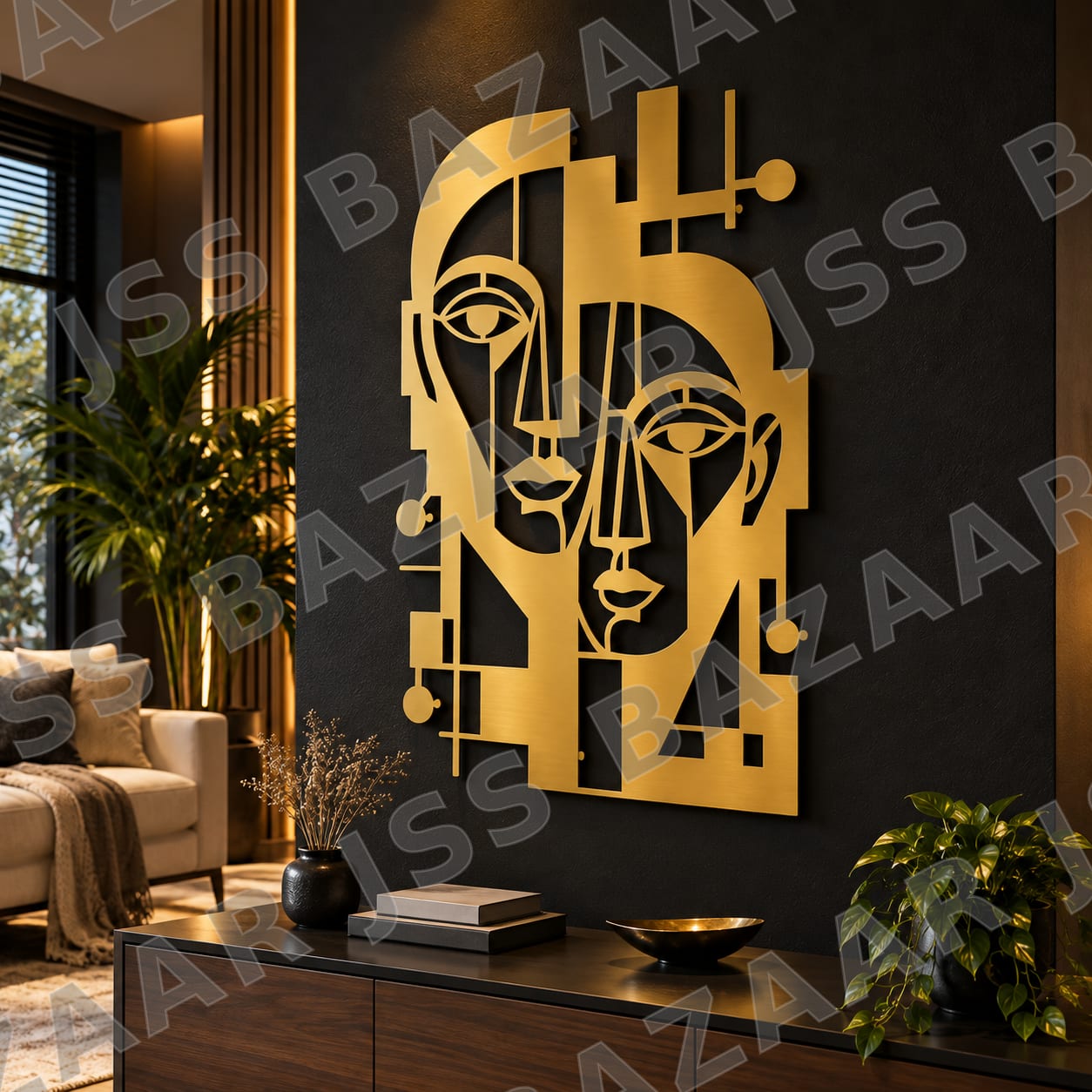 Cubist Couple Faces Metal Wall Art - Image 4