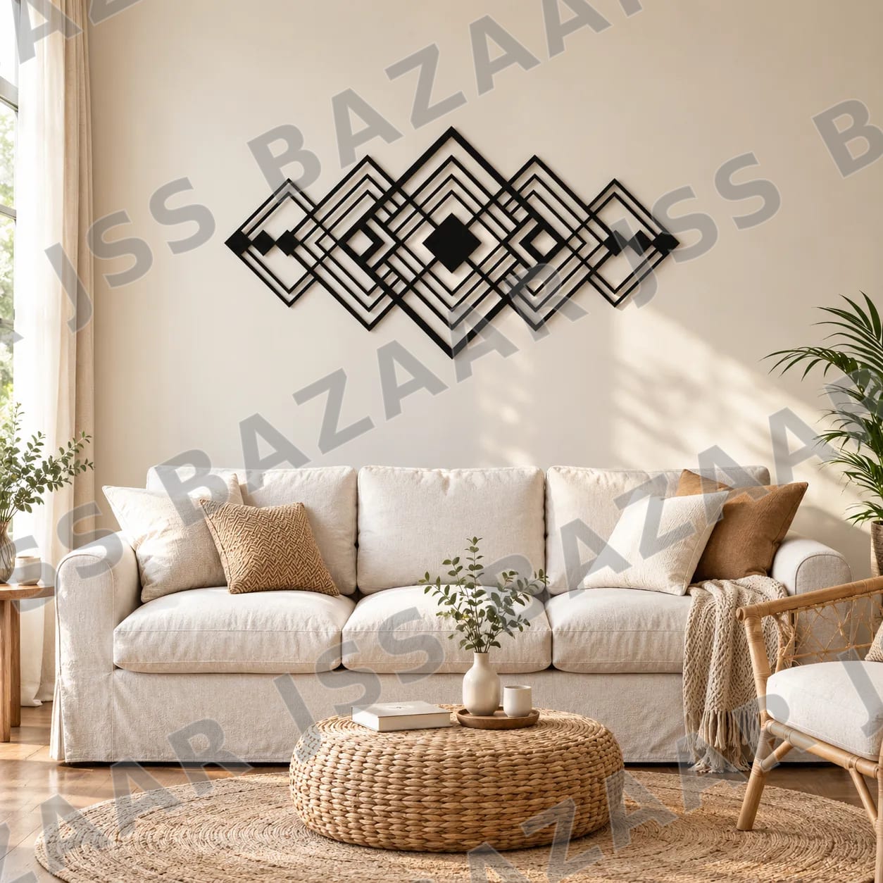 Diamond Pattern Metal Wall Art - Image 2
