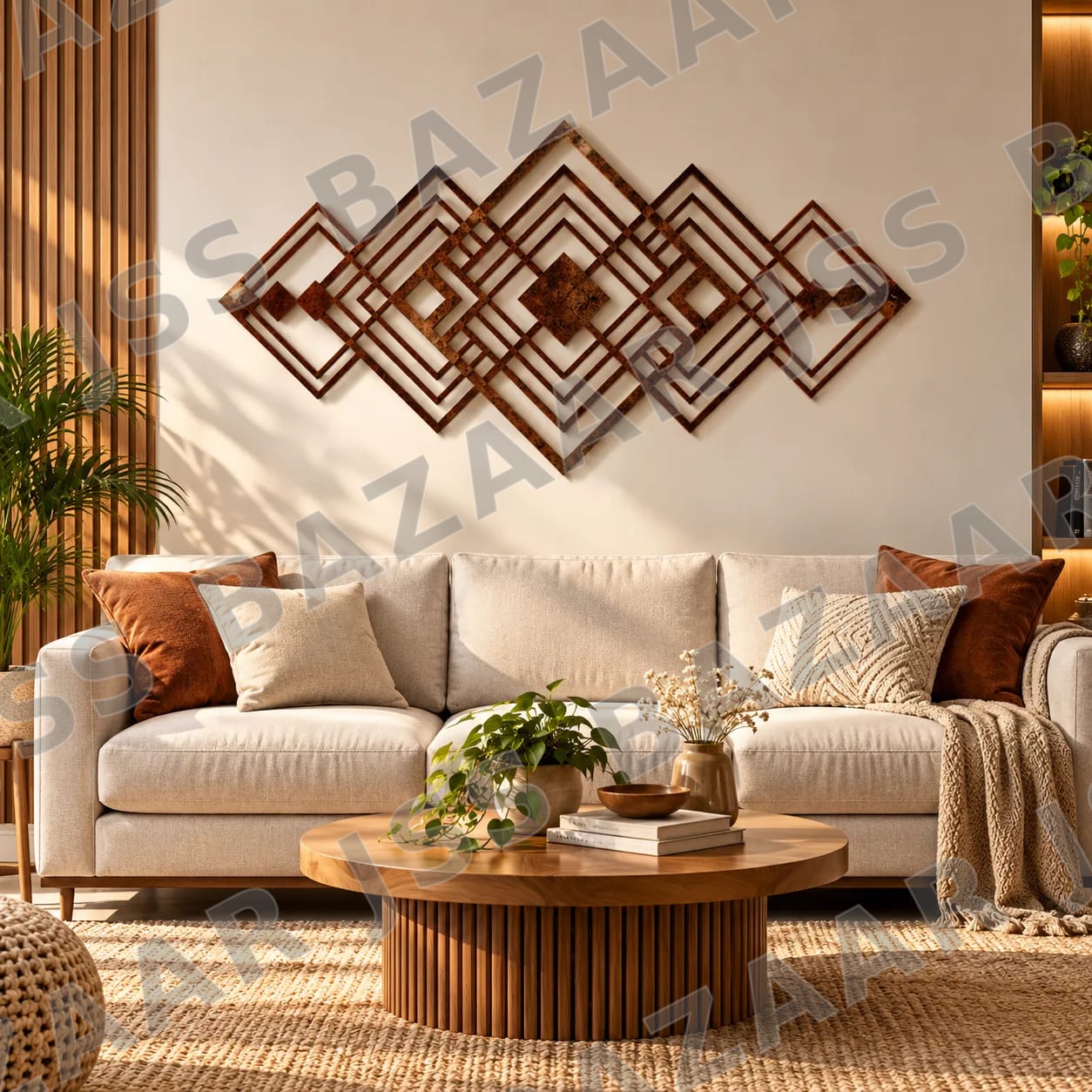 Diamond Pattern Metal Wall Art - Image 1