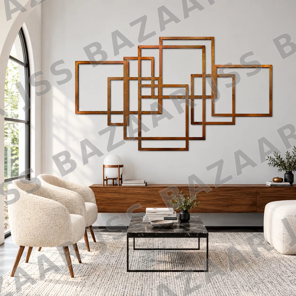 Overlapping rectangular squares Metal Wall Art - Image 1