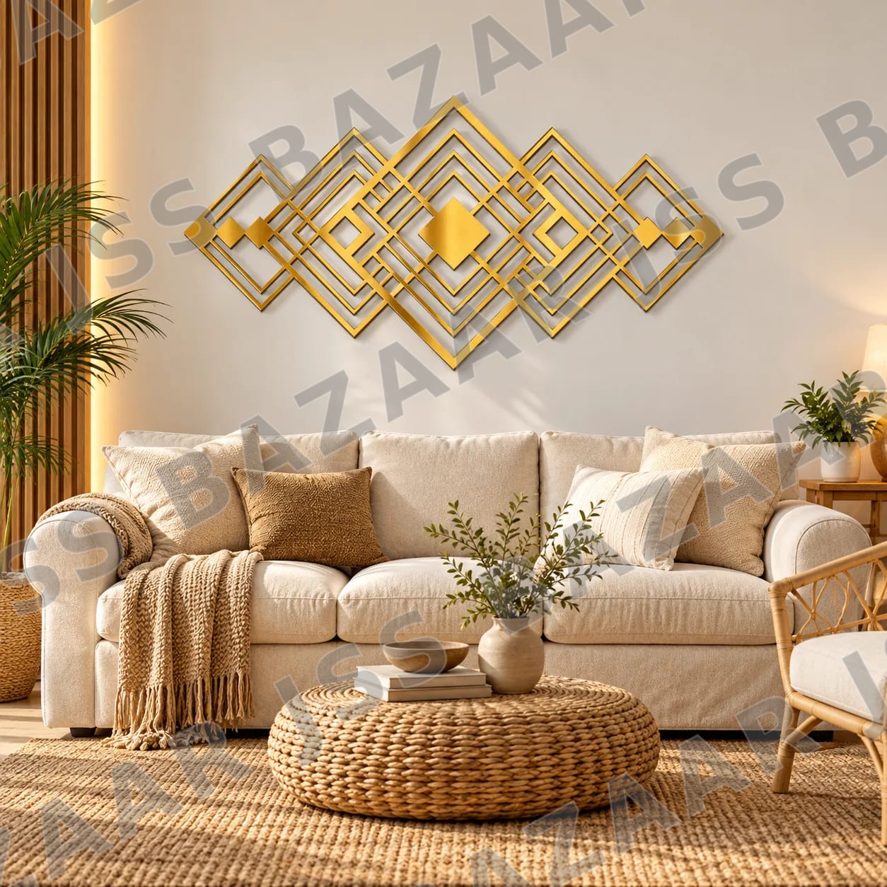 Diamond Pattern Metal Wall Art - Image 3
