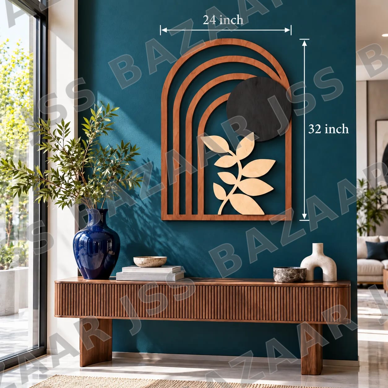 Geometric Botanical Wooden Wall Art - Image 4