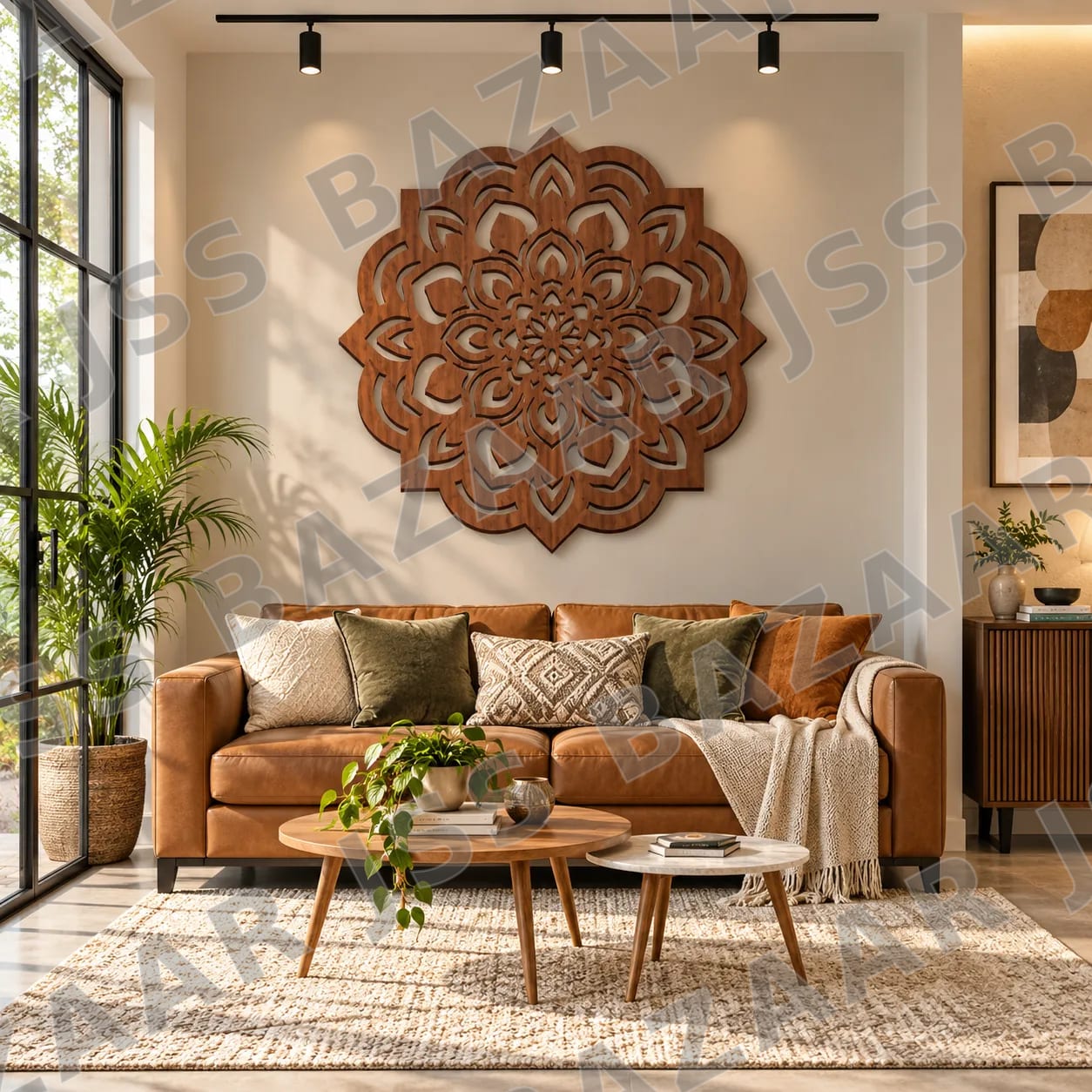 Mandala Floral Wooden Wall Art - Image 1