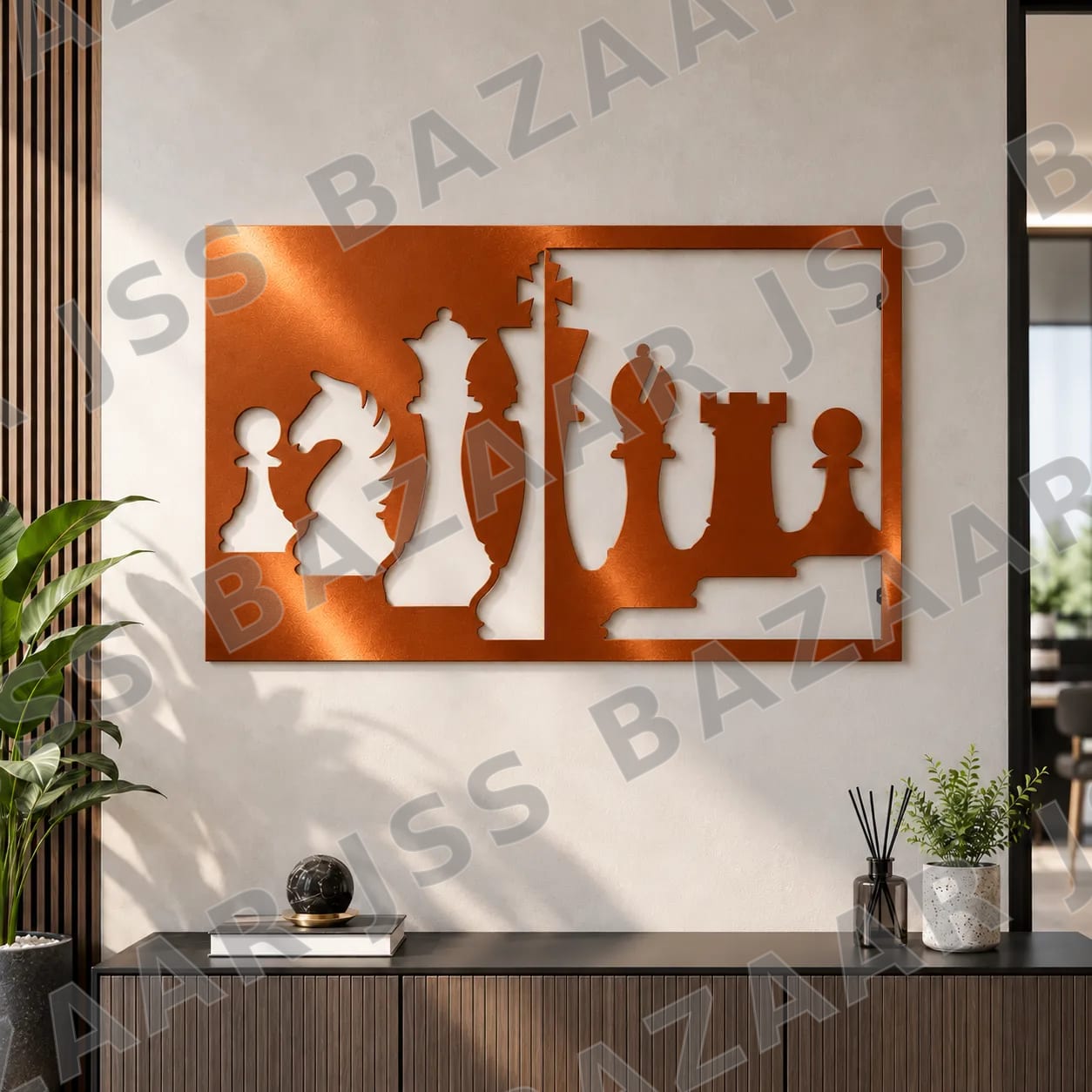 Chess Pieces Metal Wall Art - Image 1