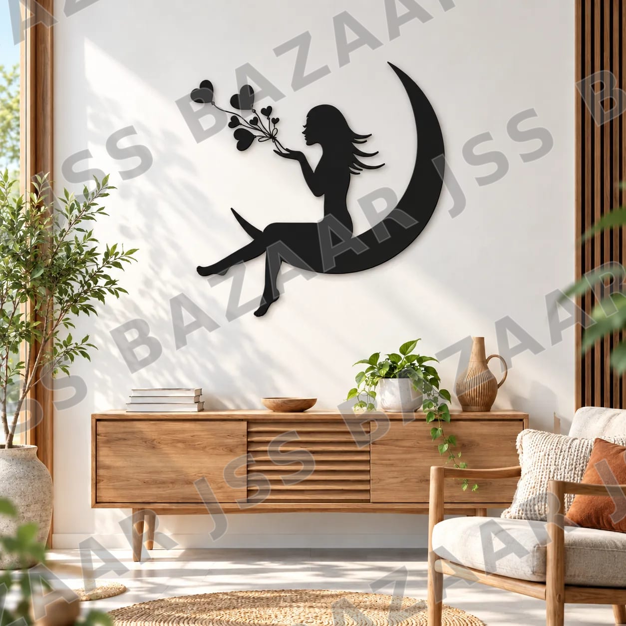 Girl on Moon Metal Wall Art - Image 2