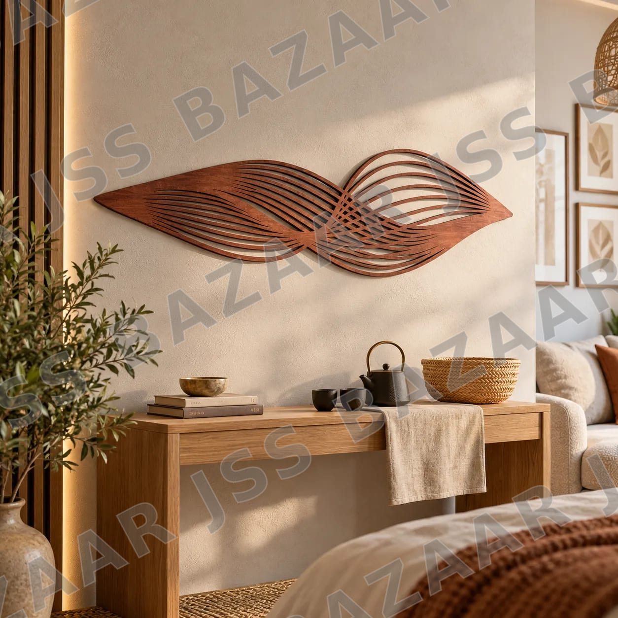 Interwoven Leaf Wooden Wall Art - Image 2