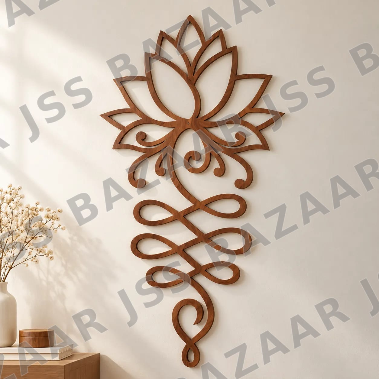 Sacred Lotus Harmony Wooden Wall Art - Image 2