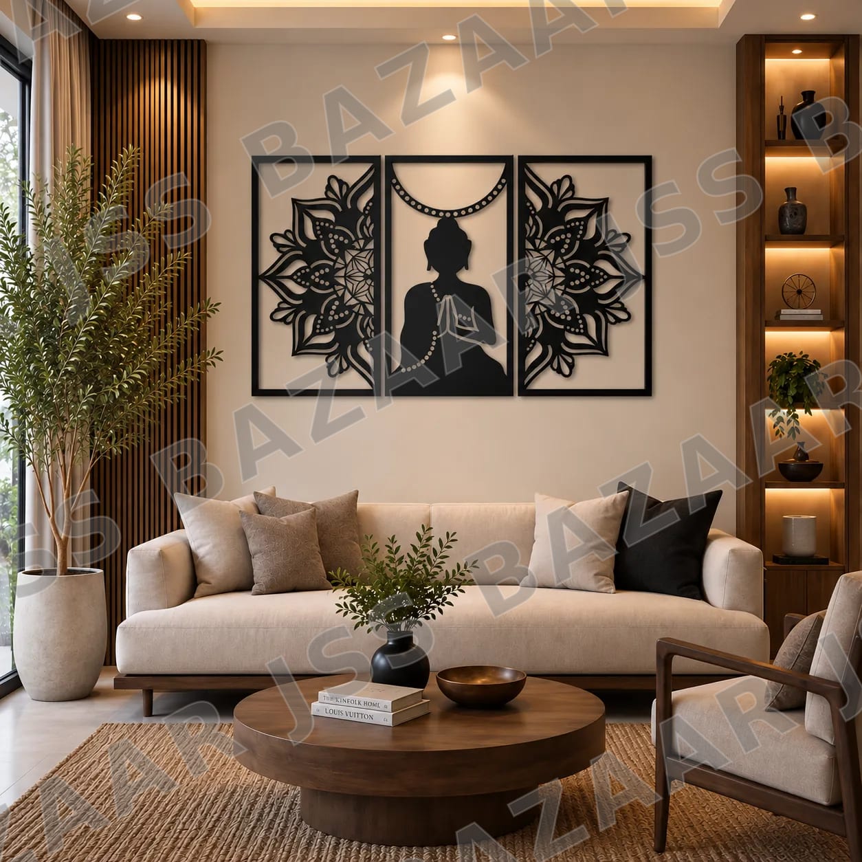 buddha 3 piece traditional metal wall art - Image 2
