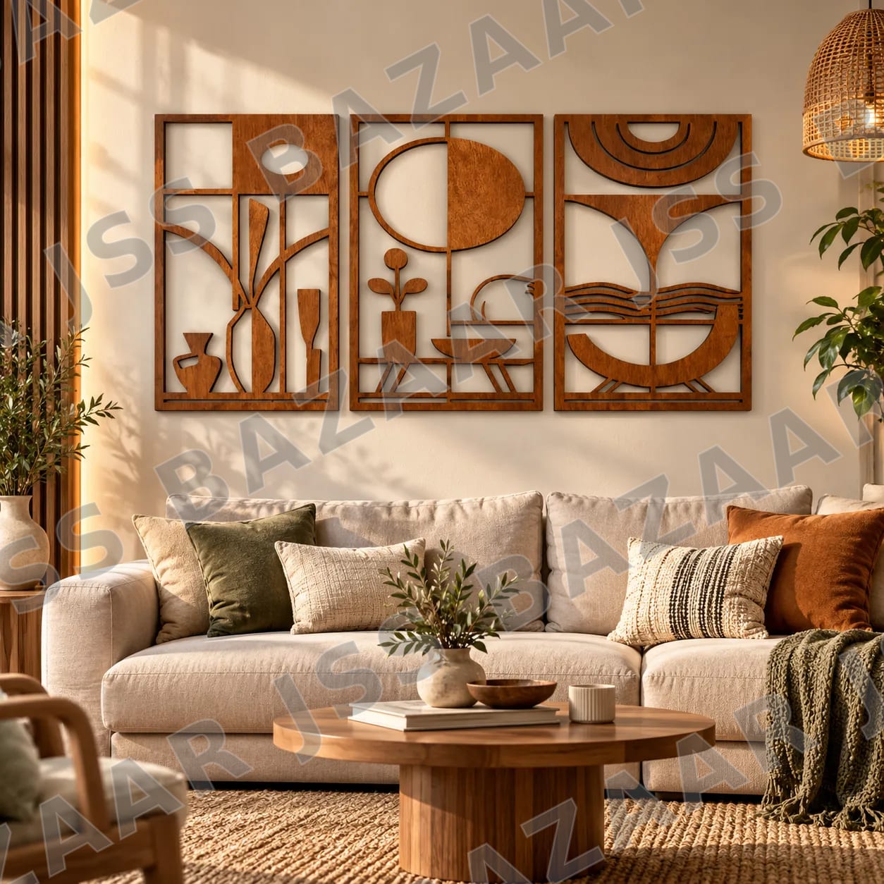 Modern Abstract Wooden Wall Art - Image 3