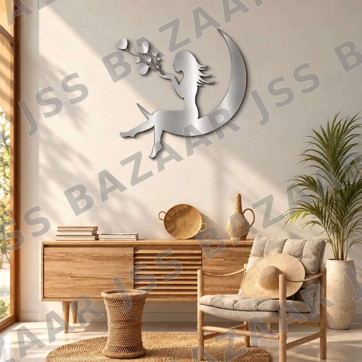 Girl on Moon Metal Wall Art - Image 4