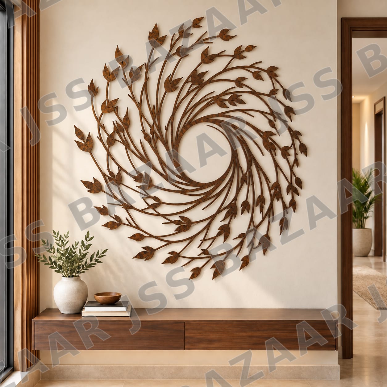 Spiral Leaf Metal Wall Art. - Image 1