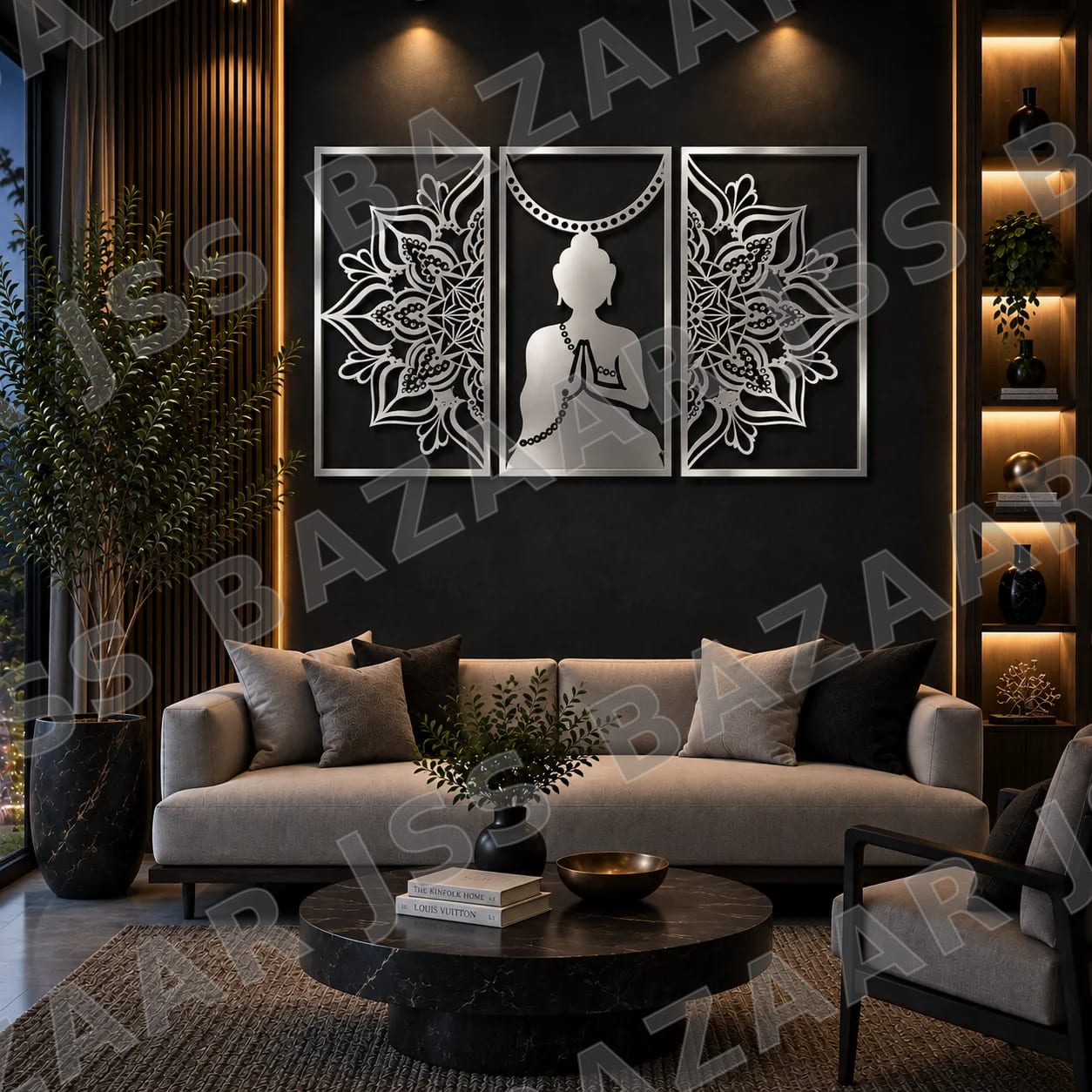 buddha 3 piece traditional metal wall art - Image 6