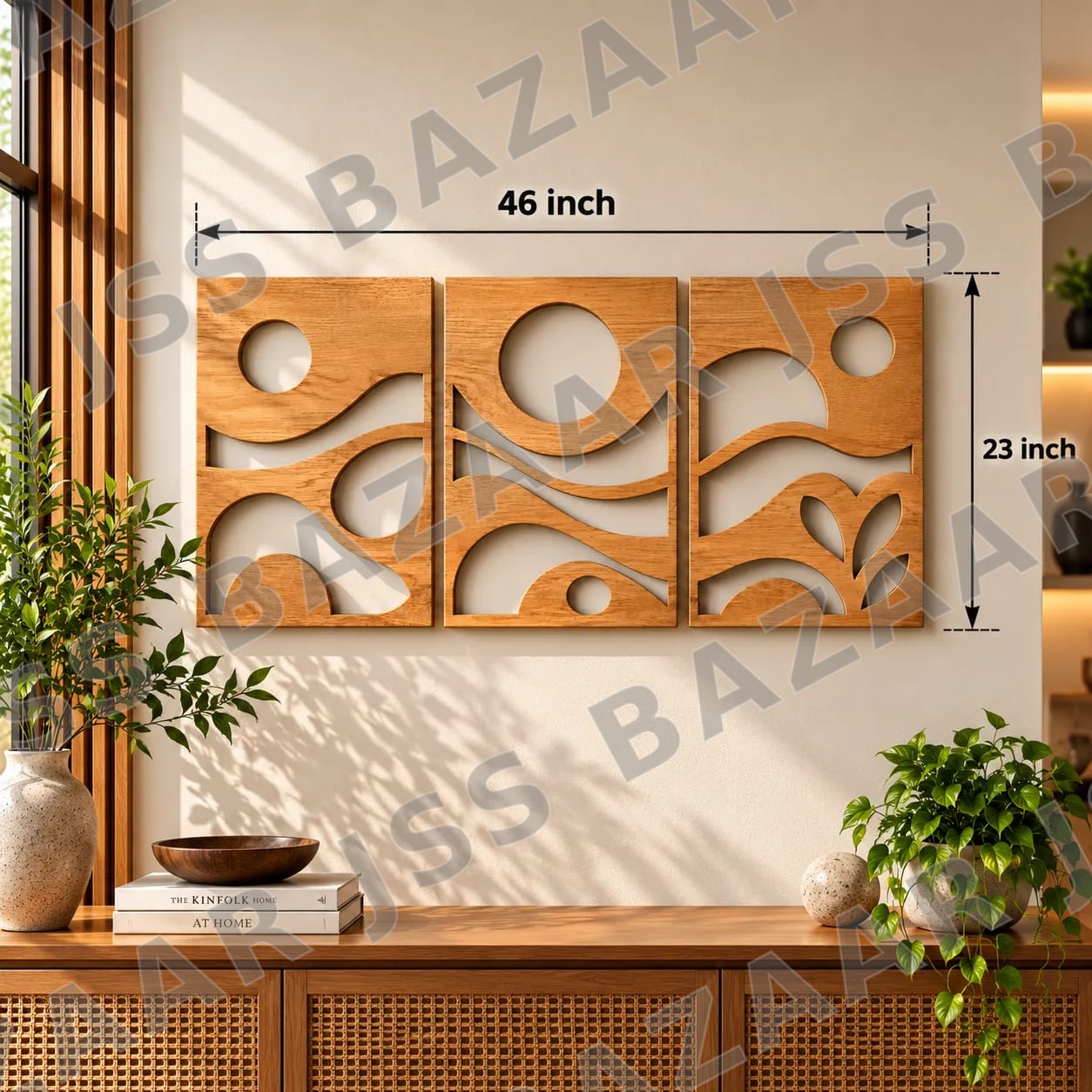 Modern Abstract Geometric Wooden Wall Art - Image 4