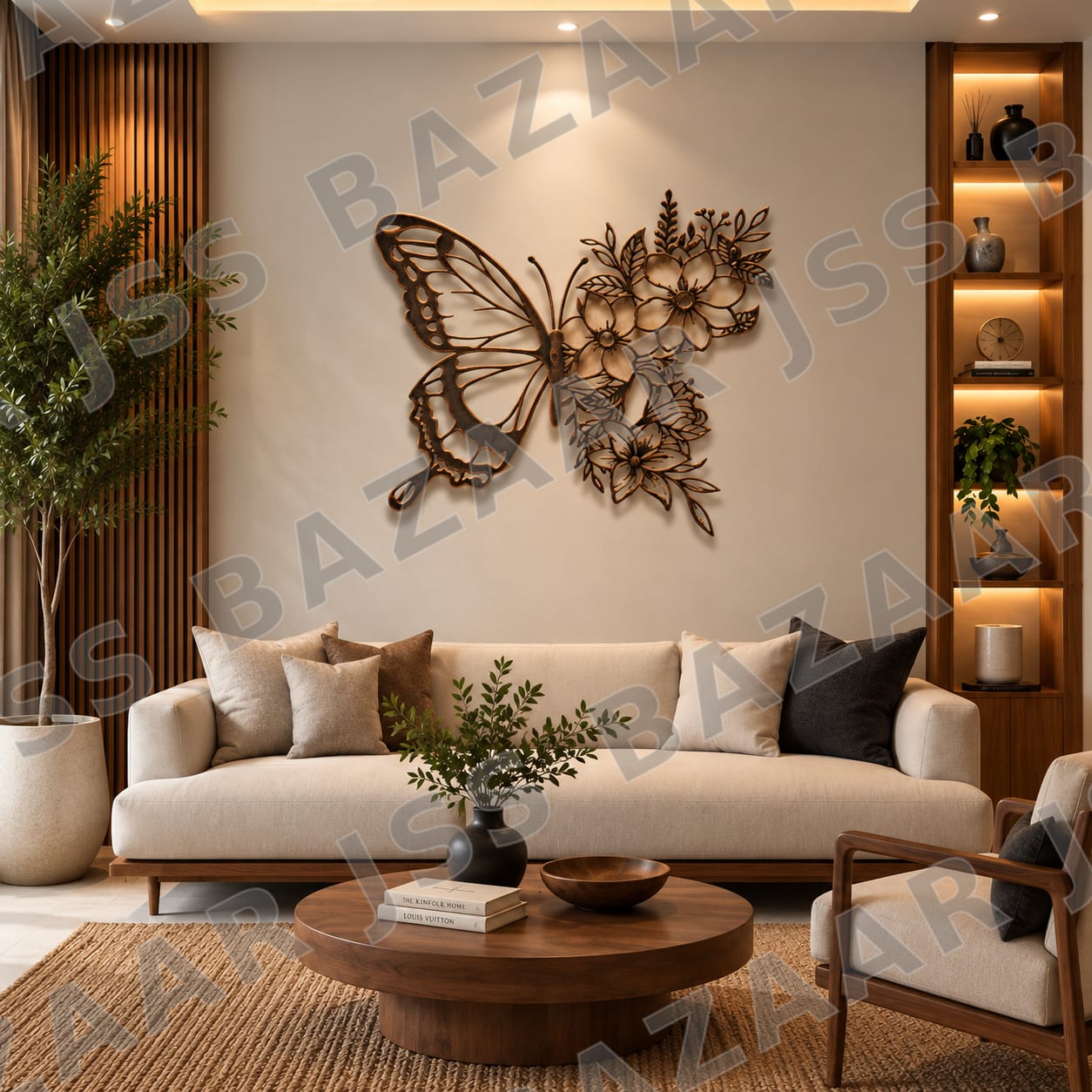 Floral Butterfly Metal Wall Art - Image 1