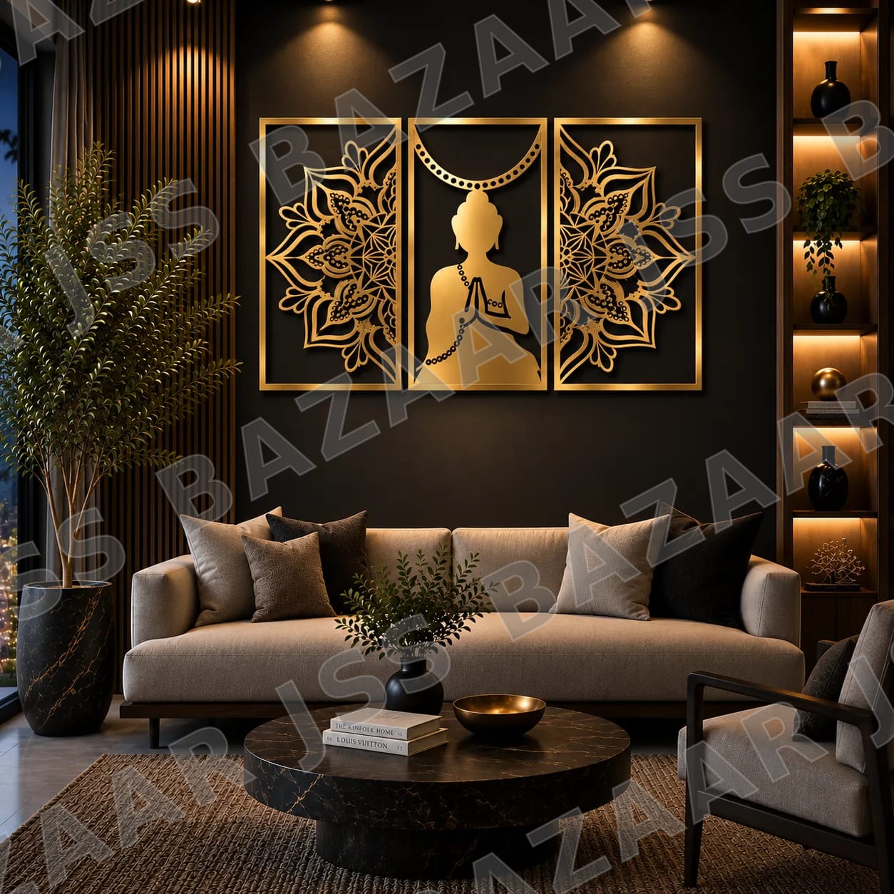 buddha 3 piece traditional metal wall art - Image 4