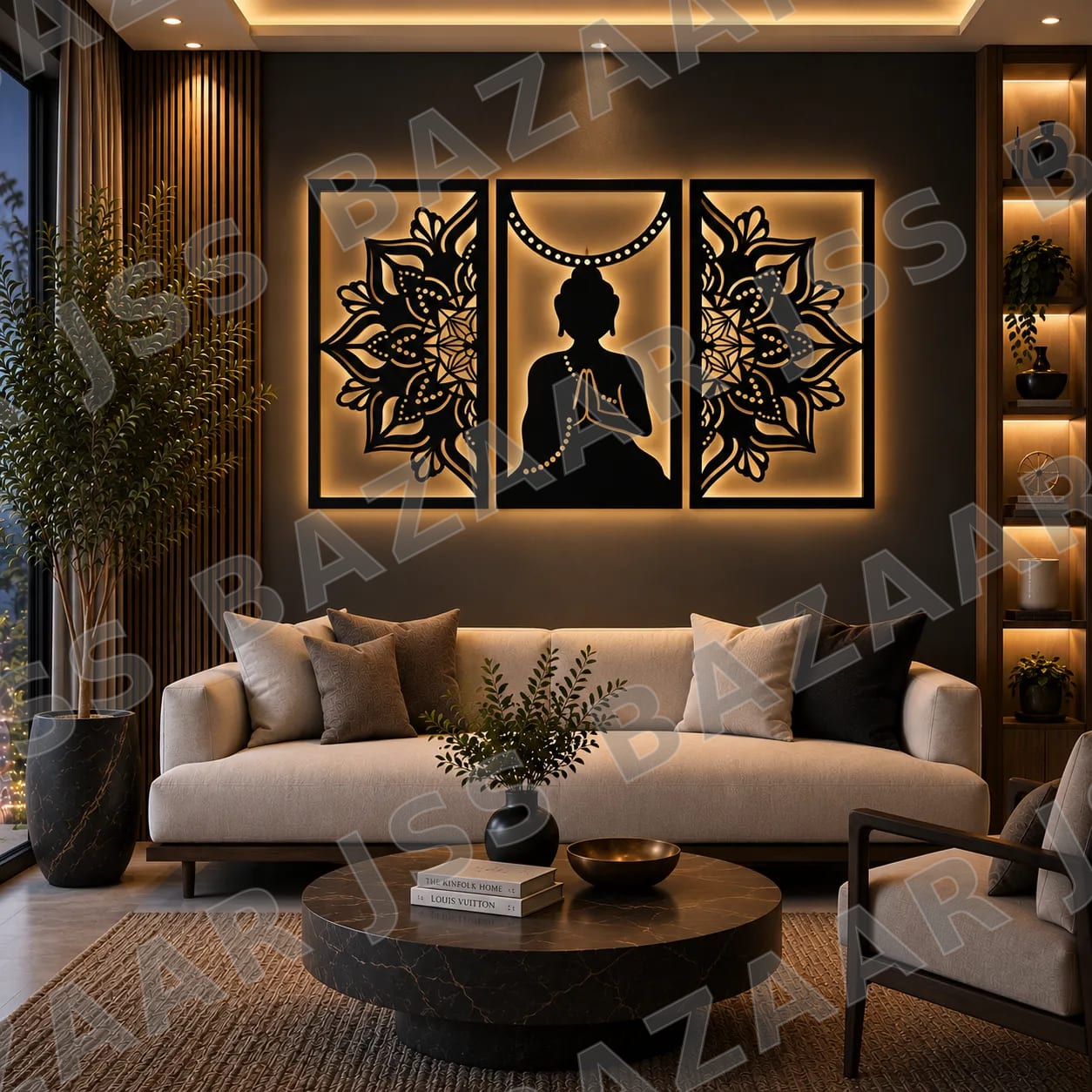 buddha 3 piece traditional metal wall art - Image 5