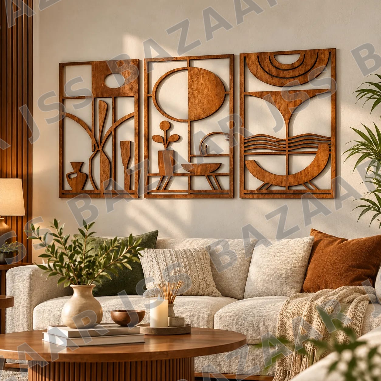 Modern Abstract Wooden Wall Art - Image 1