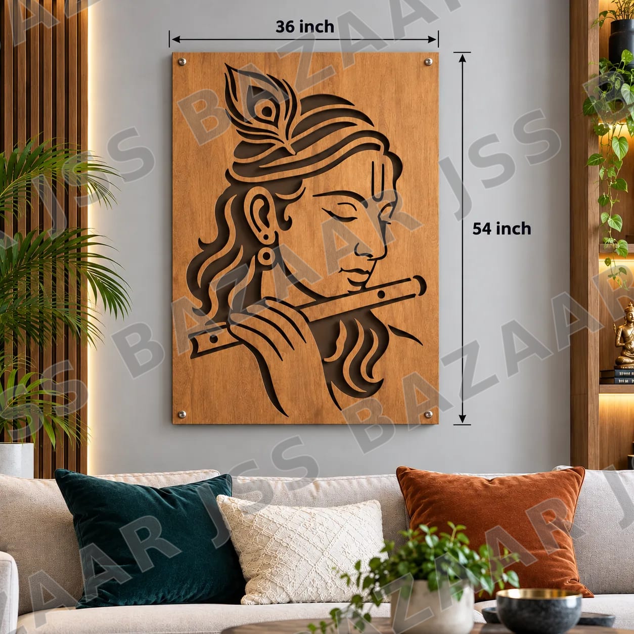 Krishna Flute Wooden Wall Art - Image 4