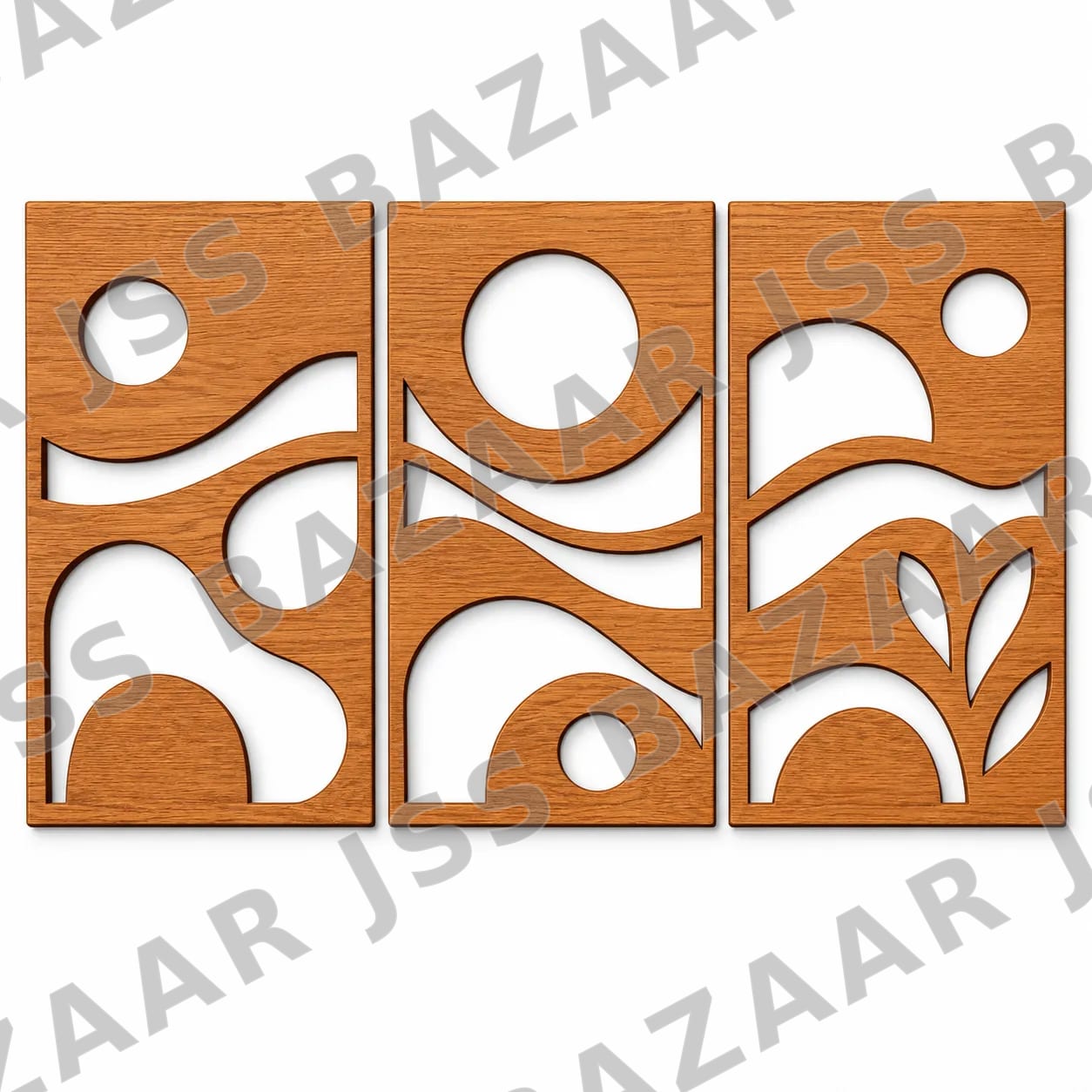 Modern Abstract Geometric Wooden Wall Art - Image 3