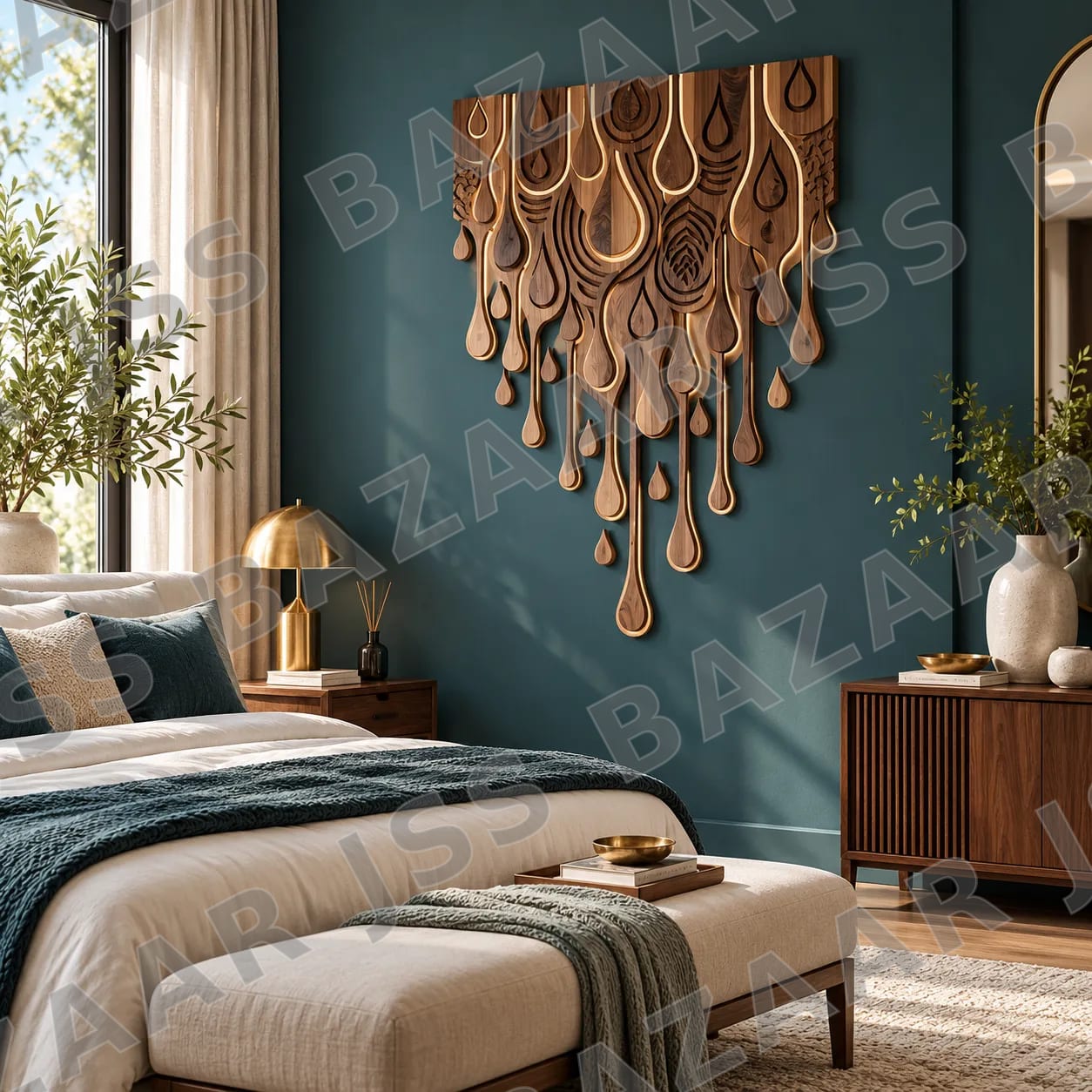 Raindrop Cascade Wooden Wall Art - Image 2