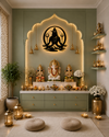 Shiva Sadhna with Trishul Background Metal Wall Art