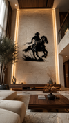 Premium Cowboy Holding rope Metal Wall Art