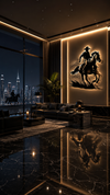 Premium Cowboy Holding rope Metal Wall Art