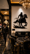 Premium Cowboy Holding rope Metal Wall Art