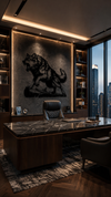 Roaring Wold on Wooden log Metal Wall Art