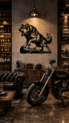 Roaring Wold on Wooden log Metal Wall Art