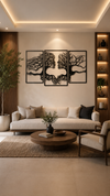 Tree Facing Eachother 3 Pieces Premium Metal Wall Art