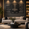 Tree Facing Eachother 3 Pieces Premium Metal Wall Art
